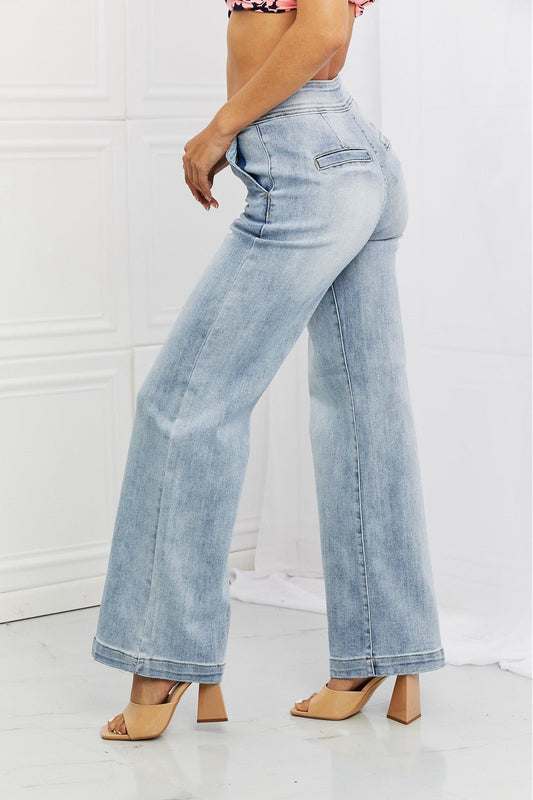 RISEN Full Size Luisa Wide Flare Jeans - pvmark