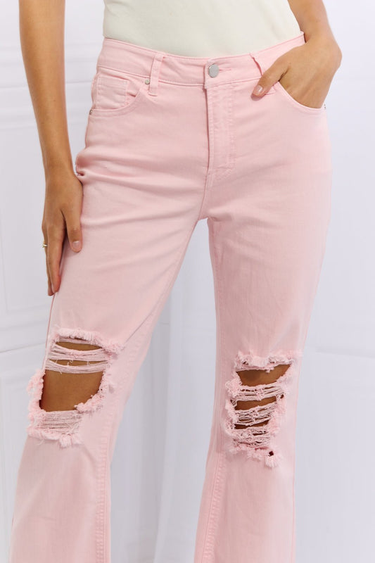 RISEN Miley Full Size Distressed Ankle Flare Jeans - pvmark