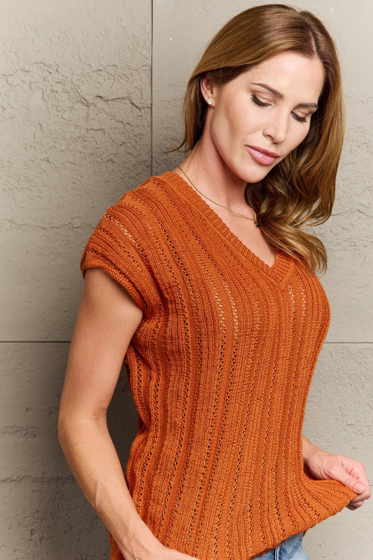 Sew In Love Full Size Preppy Casual Knit Sweater Vest - pvmark