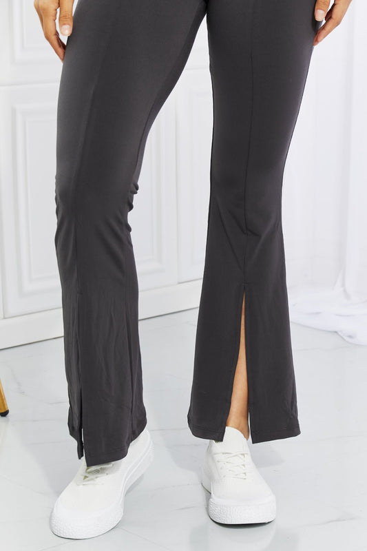Zenana Full Size First Class High Rise Slit Flare Pants - pvmark