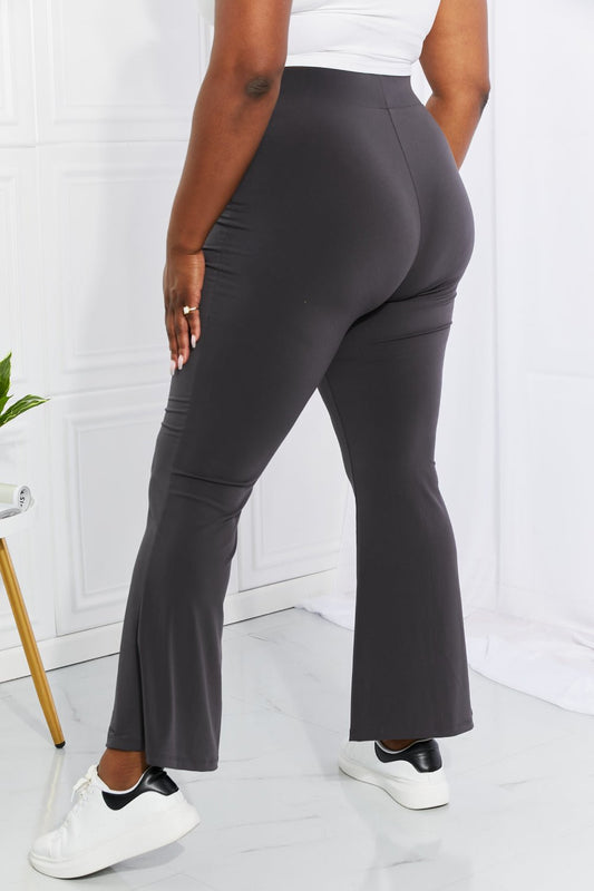 Zenana Full Size First Class High Rise Slit Flare Pants - pvmark