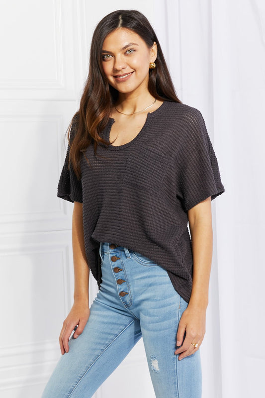 Zenana Full Size Spring It On Keyhole Jacquard Sweater in Gray - pvmark