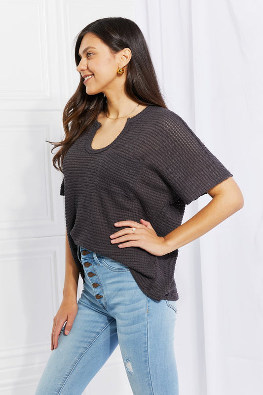 Zenana Full Size Spring It On Keyhole Jacquard Sweater in Gray - pvmark