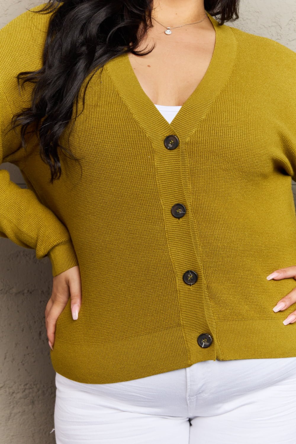 Zenana Kiss Me Tonight Full Size Button Down Cardigan in Chartreuse - pvmark