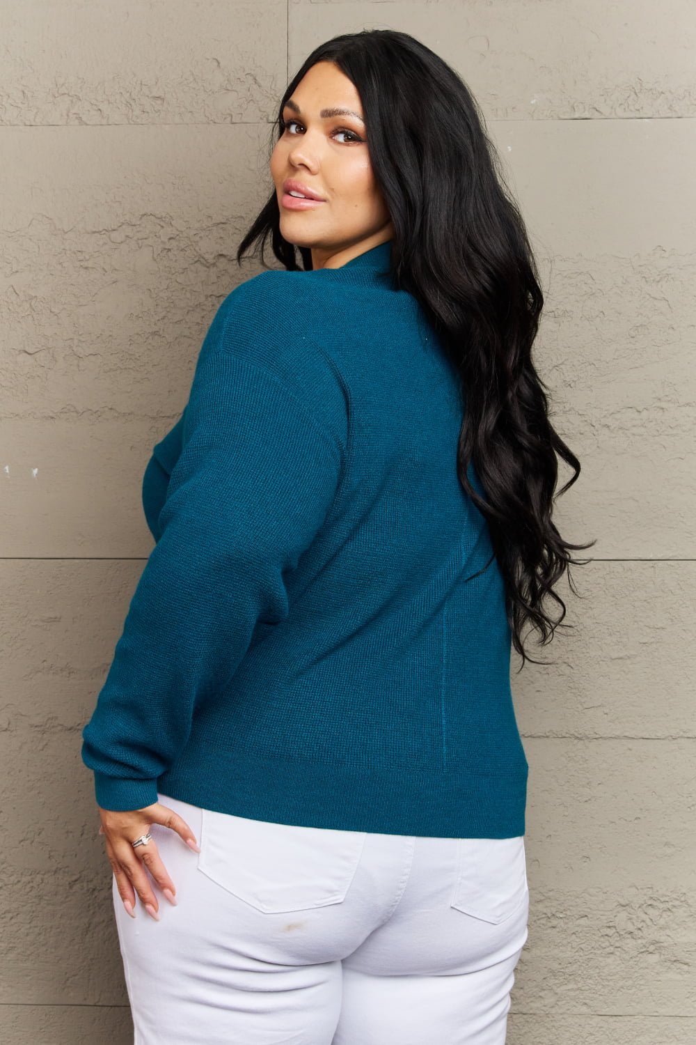 Zenana Kiss Me Tonight Full Size Button Down Cardigan in Teal - pvmark