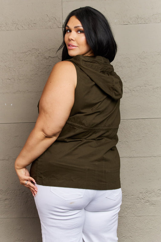 Zenana More To Come Full Size Military Hooded Vest - pvmark